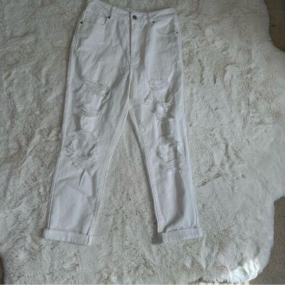 PacSun Prime Torn White Mom Jeans size 29 very distressed - Picture 6 of 14